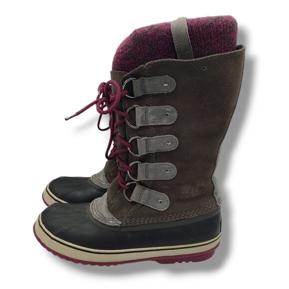 Sorel Joan of Arctic Knit Boot Womens 9.5‎ Grey Waterproof Suede Wool NL2084-051 - Picture 4 of 7